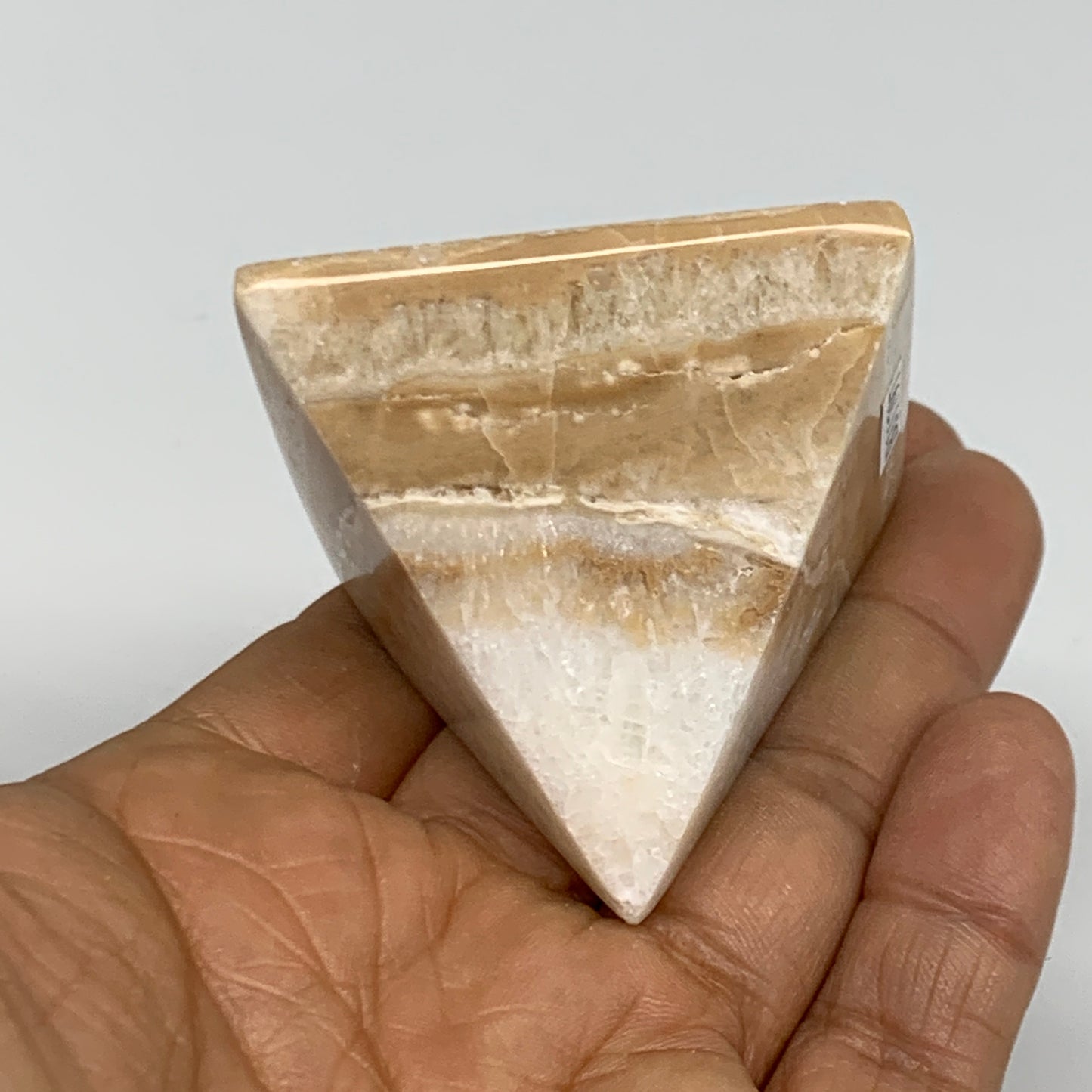 120.6g, 1.7"x1.9"x1.9", Caribbean Calcite Pyramid Gemstone, Crystal, B31797