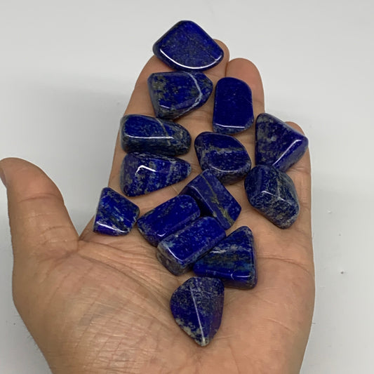 109.7g,0.7"-1.1", 14pcs, Natural Lapis Lazuli Tumbled Stone @Afghanistan, B30262