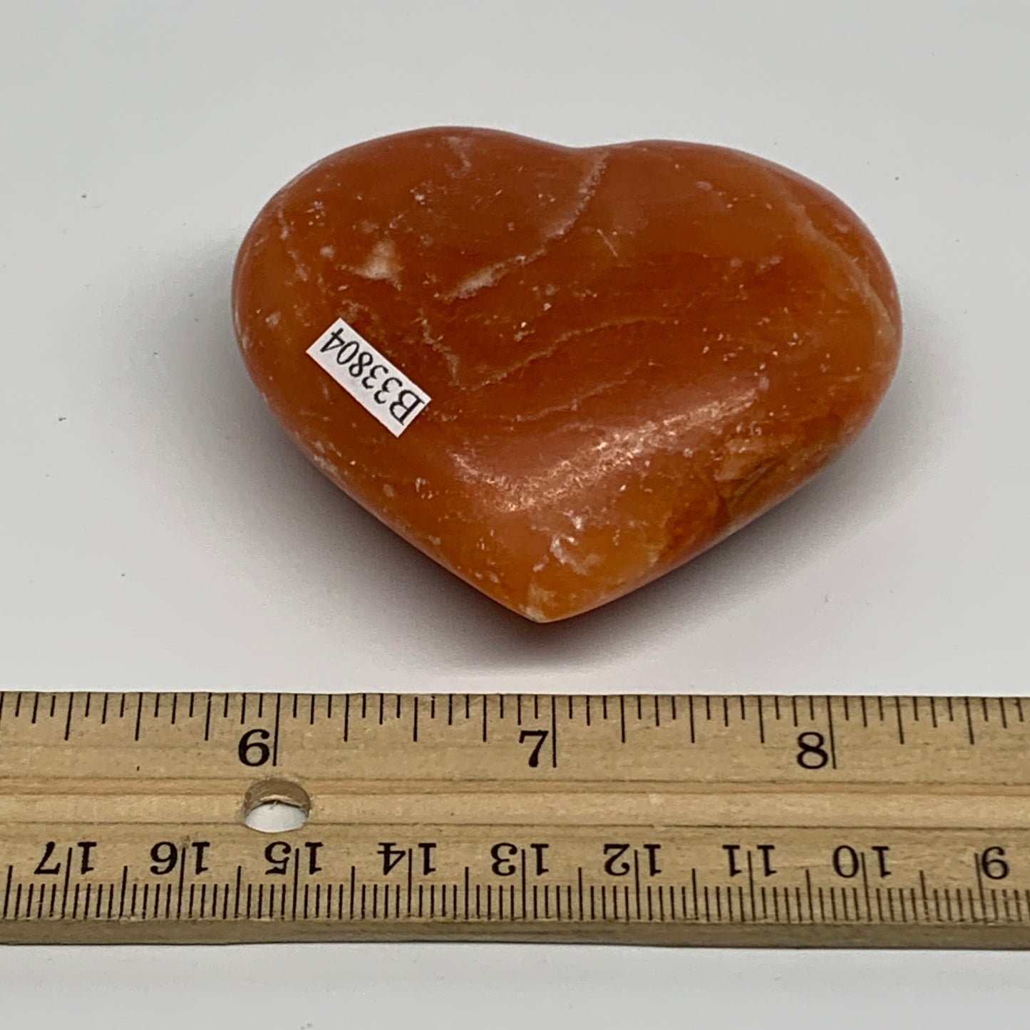 124.7g,2.4"x2.6"x1" Orange Calcite Heart Gemstones from Madagascar, B33804