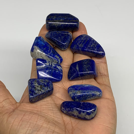 114.1g,0.8"-1.3", 9pcs, Natural Lapis Lazuli Tumbled Stone @Afghanistan, B30264