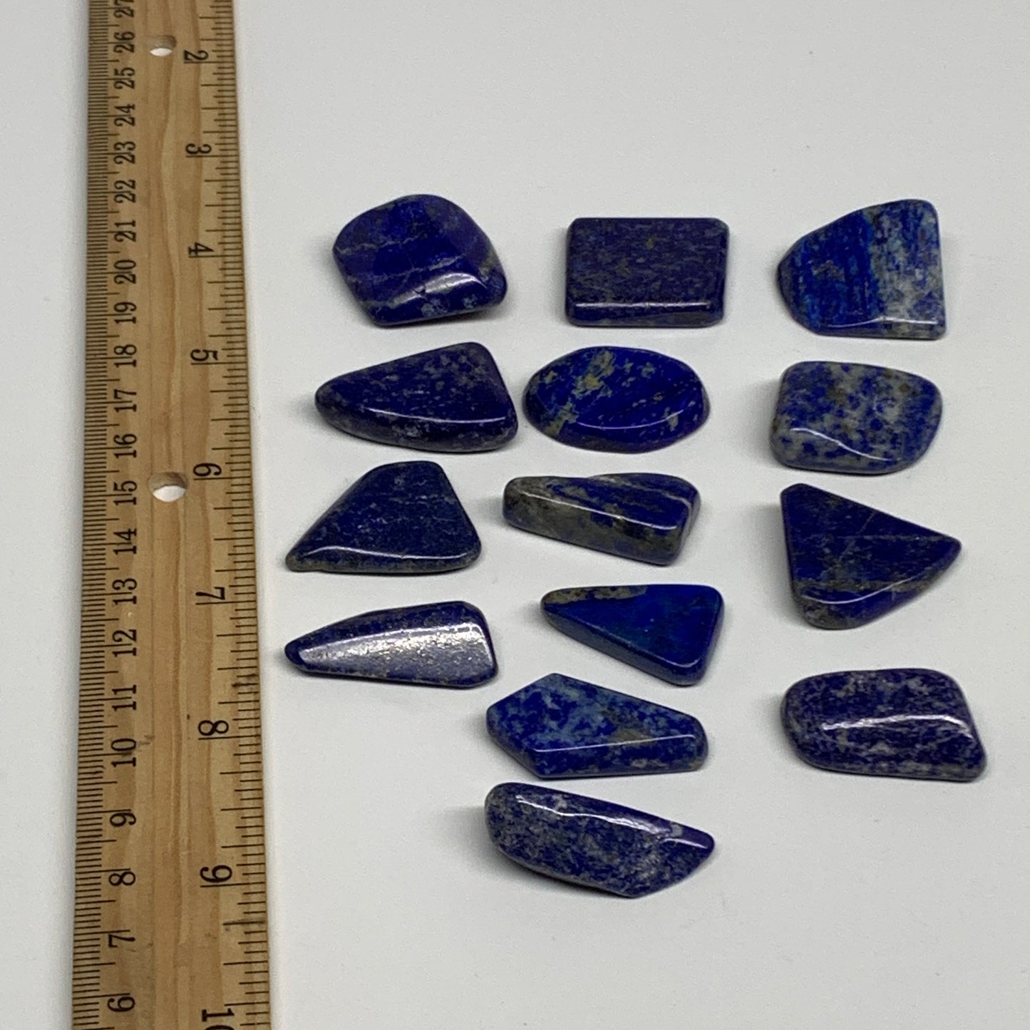 105.8g,1"-1.2", 14pcs, Natural Lapis Lazuli Tumbled Stone @Afghanistan, B30279