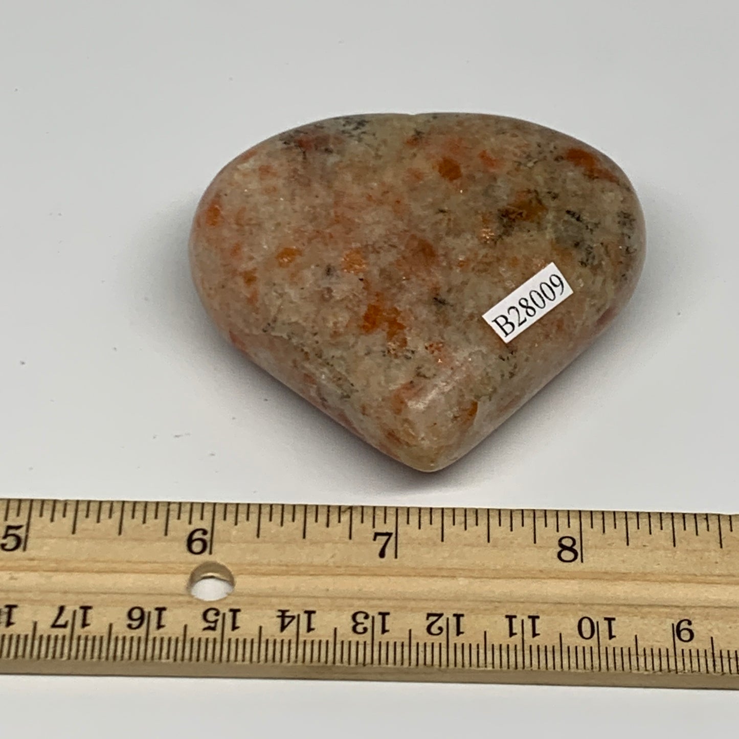 147.4g,2.4"x2.7"x0.9", Sunstone Heart Polished Healing Crystal @India, B28009