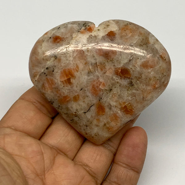 129.2g,2.4"x2.7"x0.9", Sunstone Heart Polished Healing Crystal @India, B28012