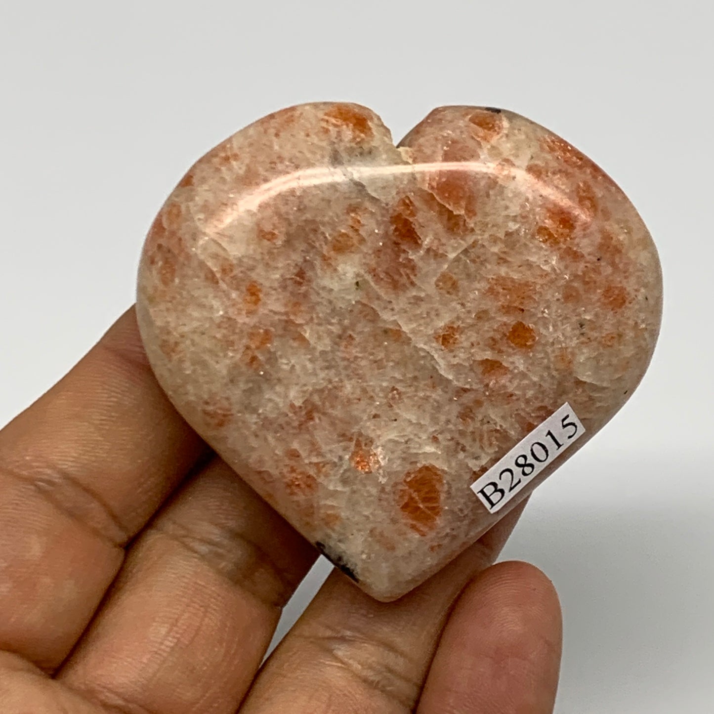90.4g,2.1"x2.3"x0.8", Sunstone Heart Polished Healing Crystal @India, B28015