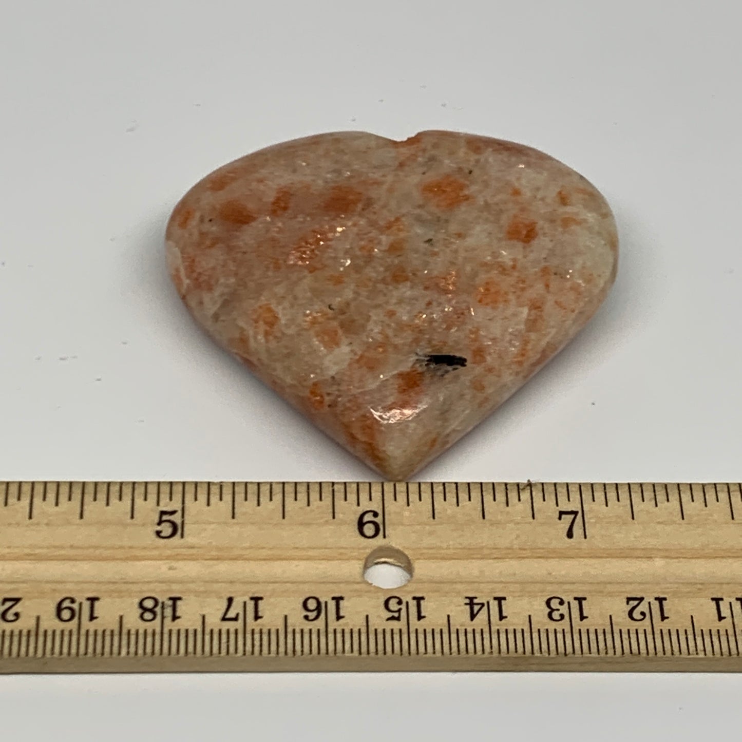 83.7g,2.2"x2.5"x0.6", Sunstone Heart Polished Healing Crystal @India, B28016