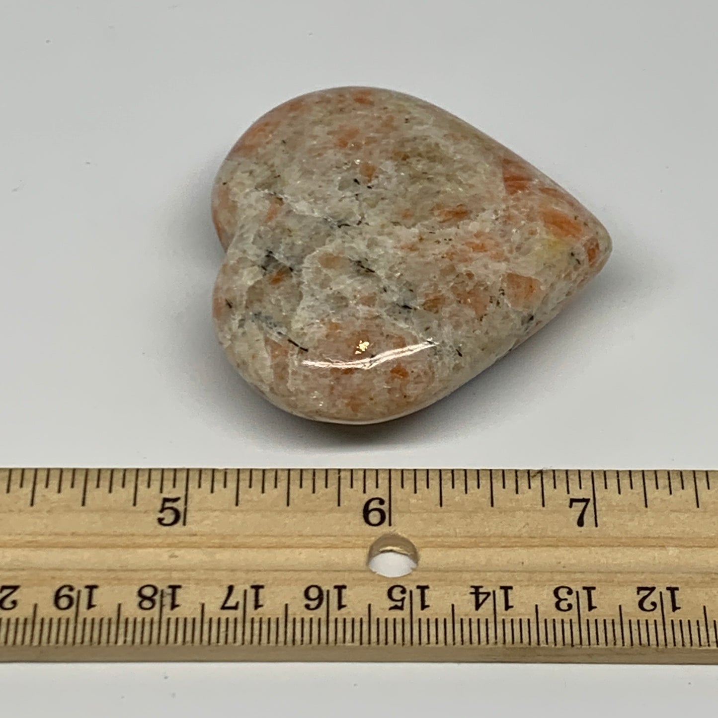 83.7g,2.1"x2.2"x0.8", Sunstone Heart Polished Healing Crystal @India, B28018