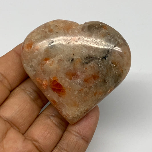 94.8g,2.2"x2.3"x0.9", Sunstone Heart Polished Healing Crystal @India, B28020