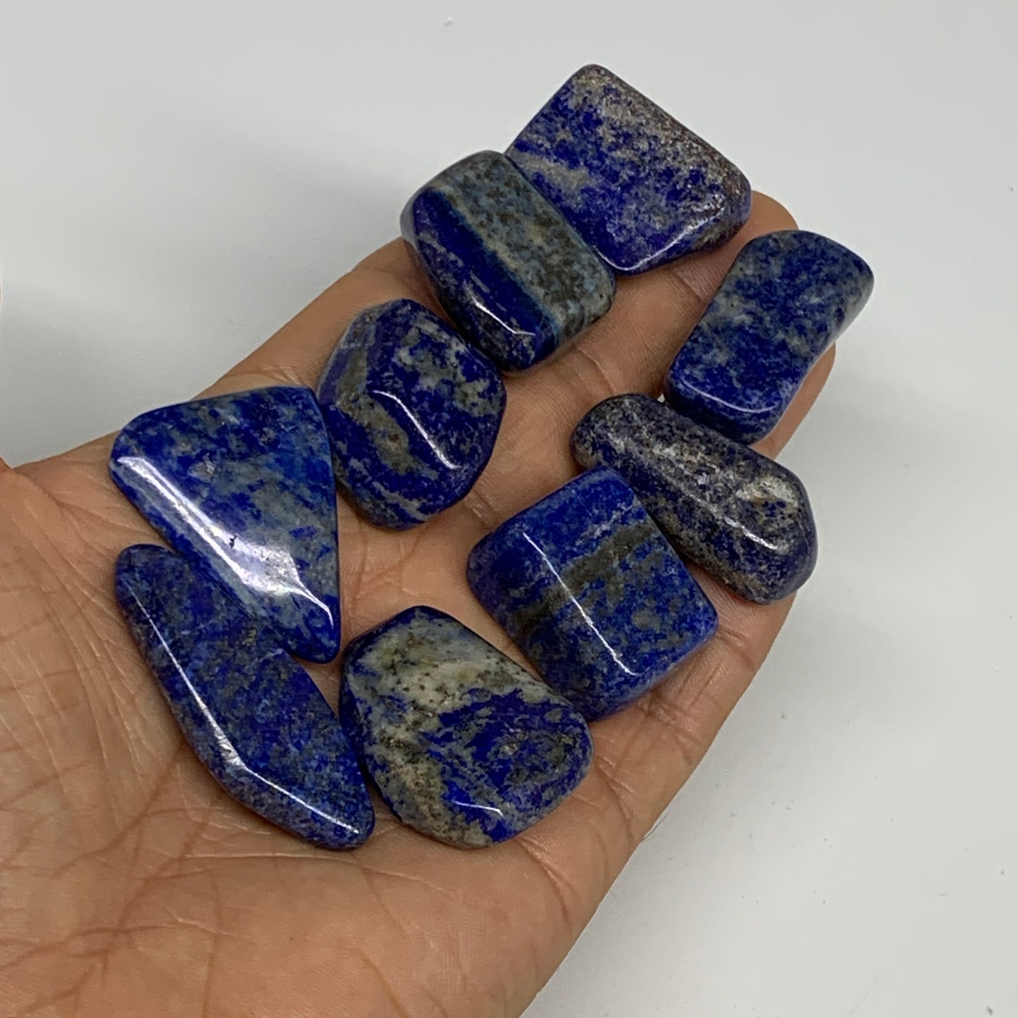 124g,0.9"-1.6", 9pcs, Natural Lapis Lazuli Tumbled Stone @Afghanistan, B30298