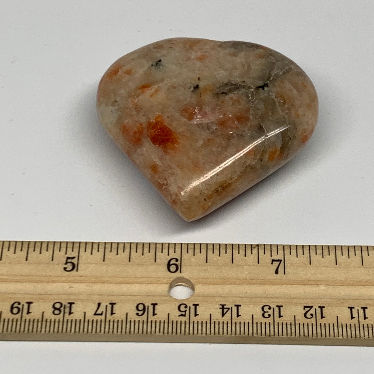 94.8g,2.2"x2.3"x0.9", Sunstone Heart Polished Healing Crystal @India, B28020
