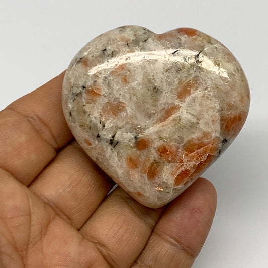 80.9g,2"x2.1"x0.8", Sunstone Heart Polished Healing Crystal @India, B28021