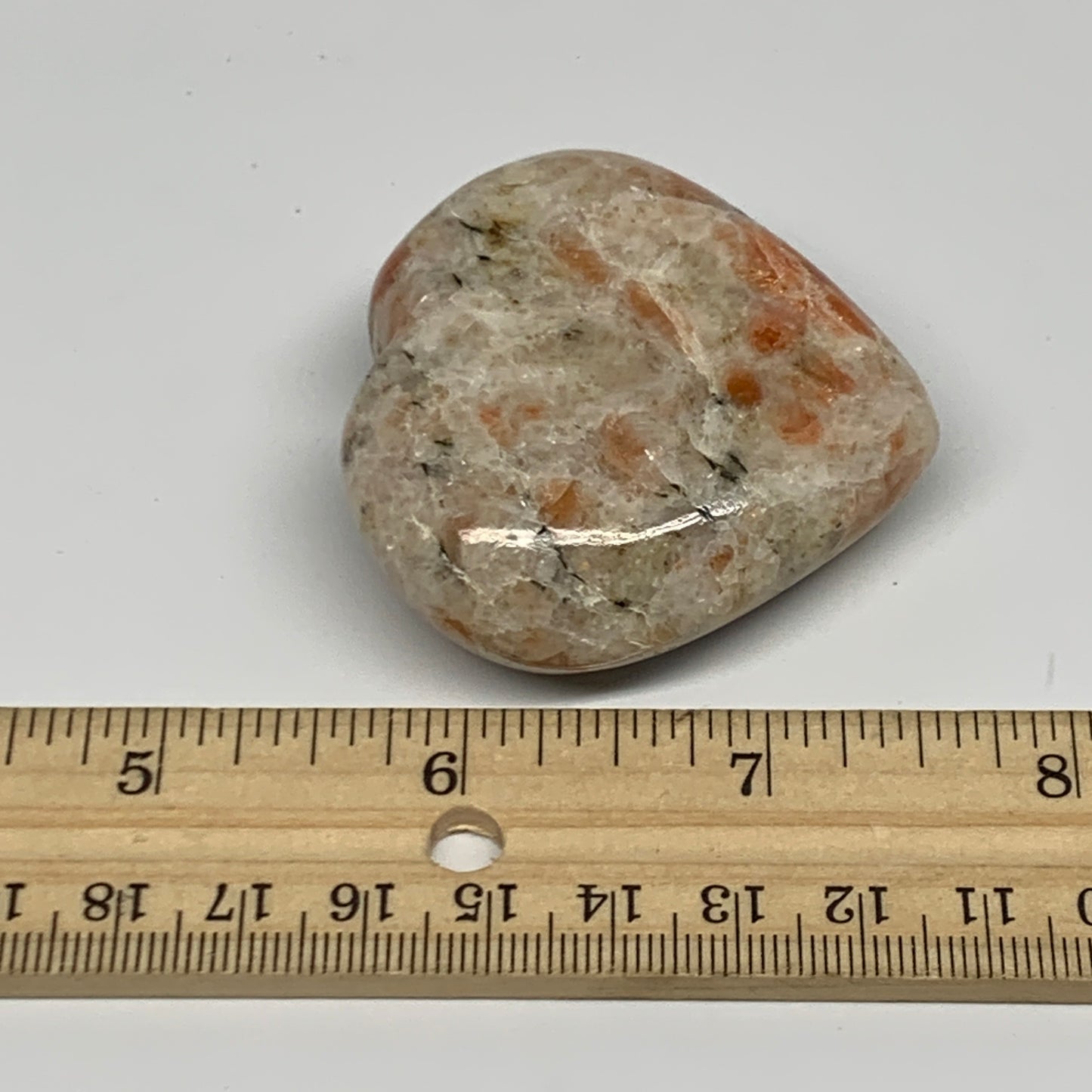 80.9g,2"x2.1"x0.8", Sunstone Heart Polished Healing Crystal @India, B28021