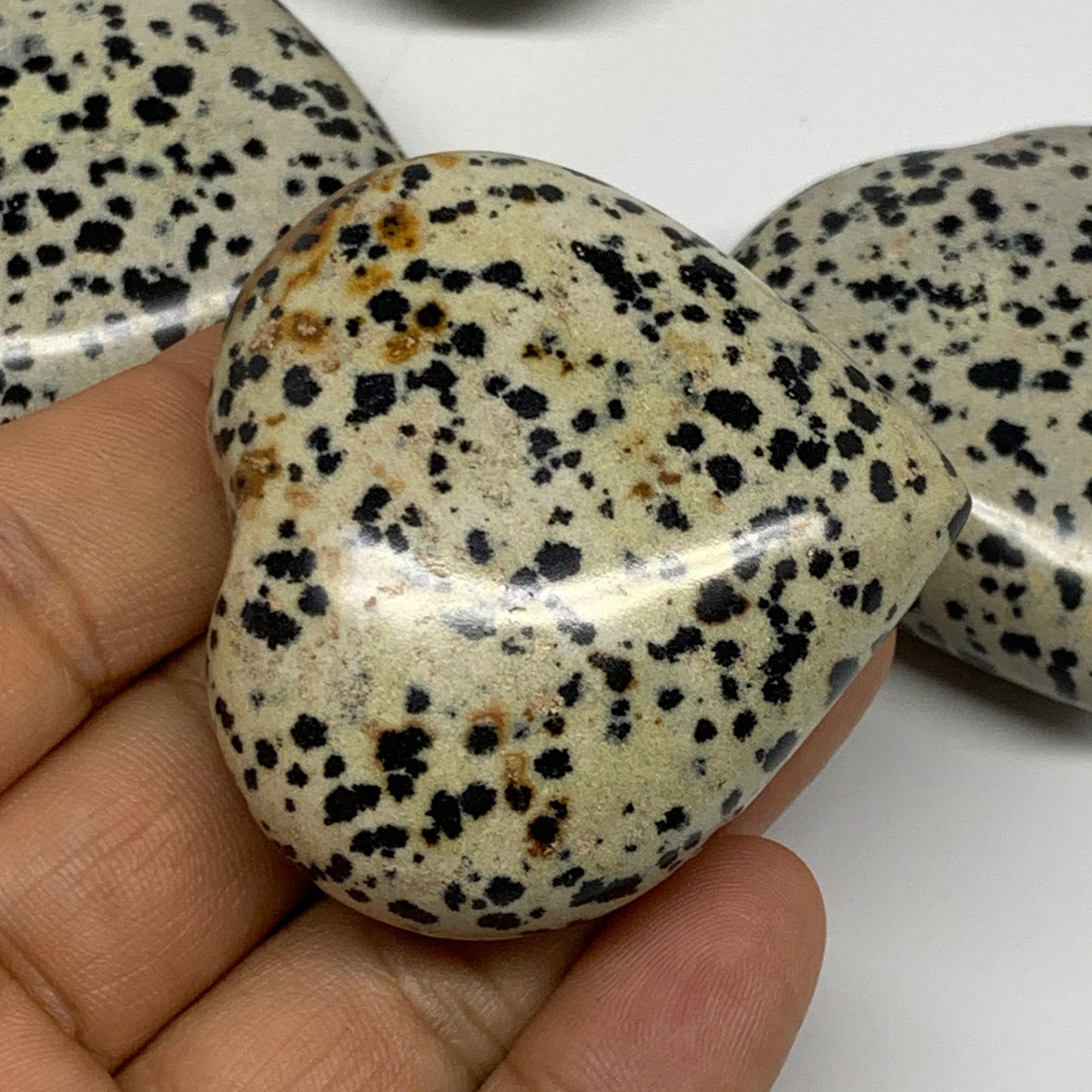 2.2 lbs (1000 Grams),1.9"-2", 13pcs, Dalmatian Jasper Heart Gemstone, B29563