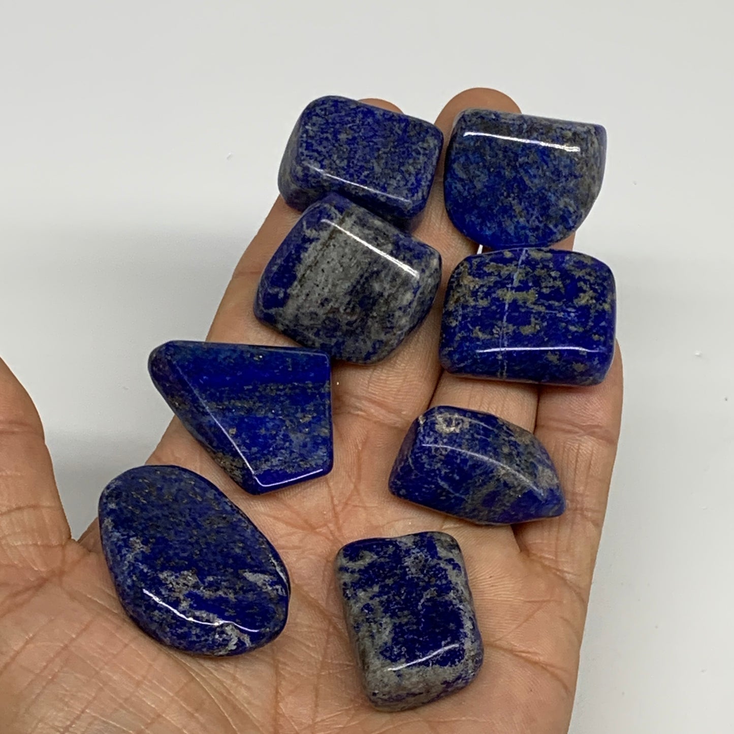 123.4g,1"-1.4", 8pcs, Natural Lapis Lazuli Tumbled Stone @Afghanistan, B30303