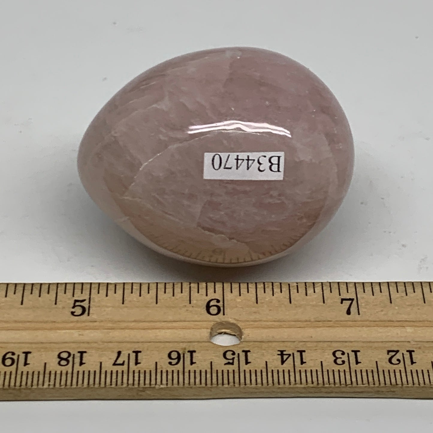 130g, 2.1"x1.7", Natural Gemstone Pink Rose Quartz Egg Crystal @India, B34470