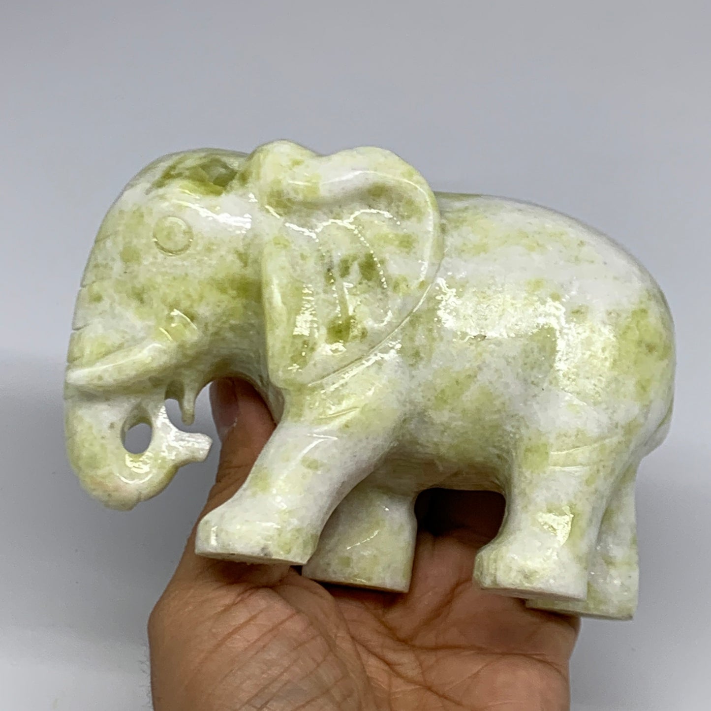 1.7 lbs, 5"x3.3"x2.1" Natural Solid Serpentine Elephant Figurine @China, B27276