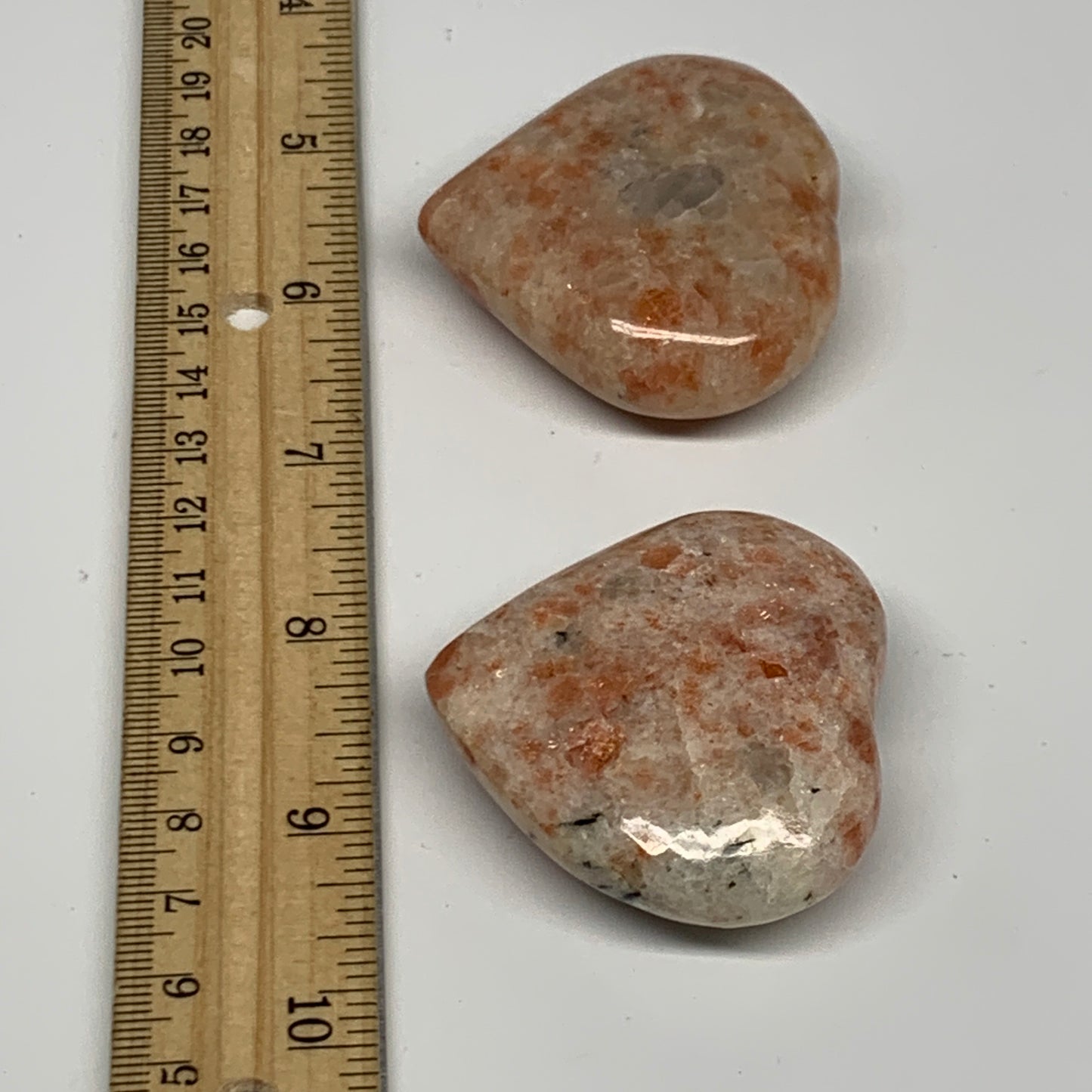 139.5g,1.9"-2", 2pcs, Sunstone Heart Small Polished Healing Crystal,B28031