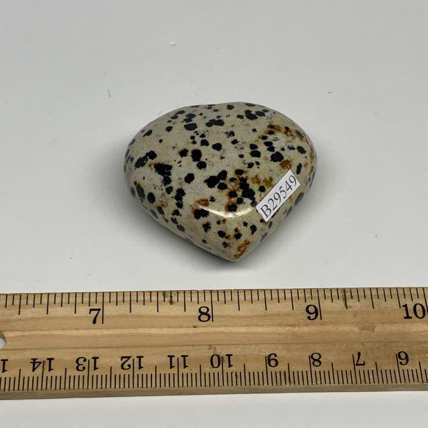 63.5g, 1.7"x1.9"x0.9" Dalmatian Jasper Heart Polished Healing Home Decor, B29549