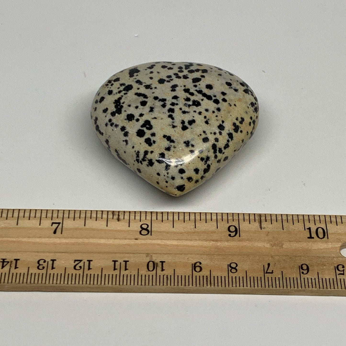 74.9g, 2"x2"x0.9" Dalmatian Jasper Heart Polished Healing Home Decor, B29557