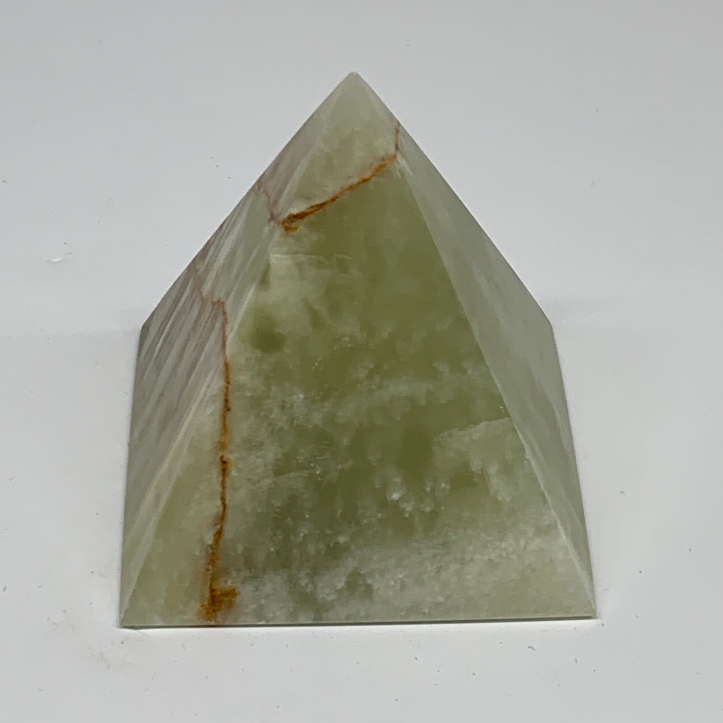 0.9 lbs, 3"x2.9"x2.9", Green Onyx Pyramid Gemstone Crystal, B32473