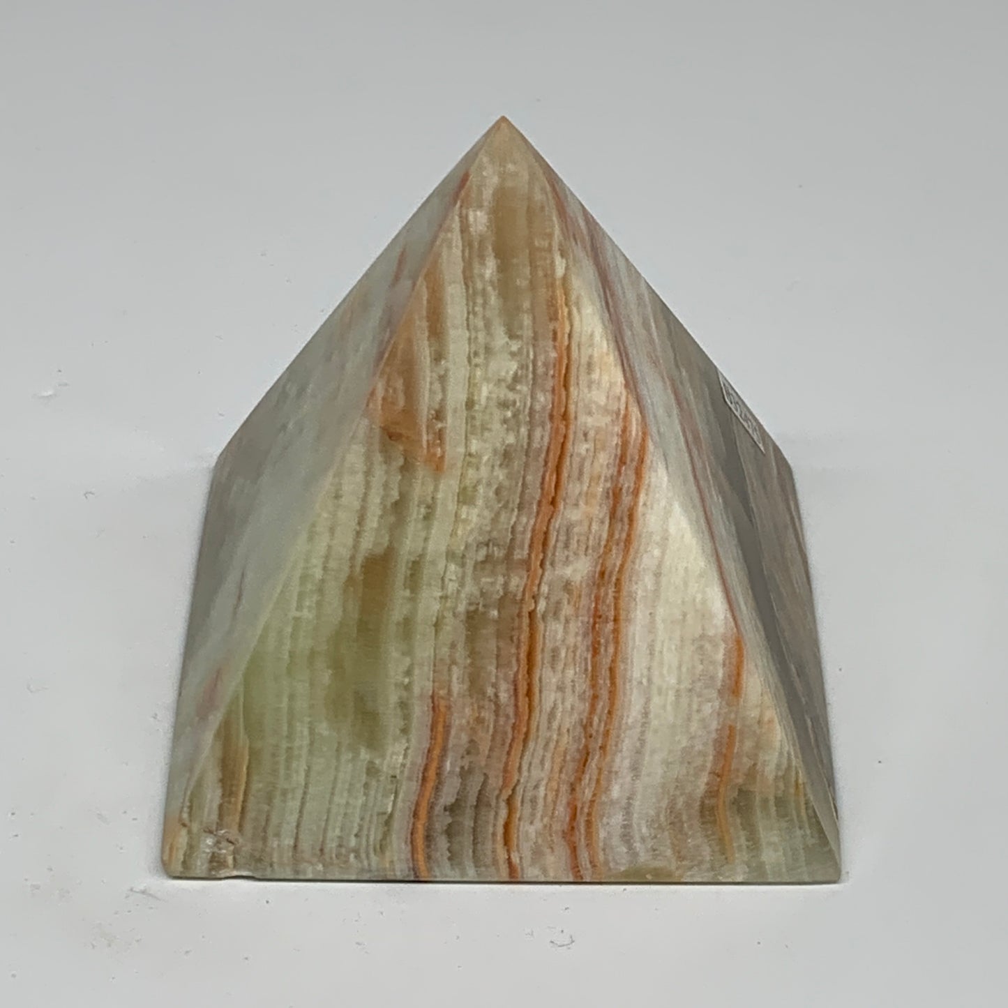 0.93 lbs, 3"x3"x3", Green Onyx Pyramid Gemstone Crystal, B32475