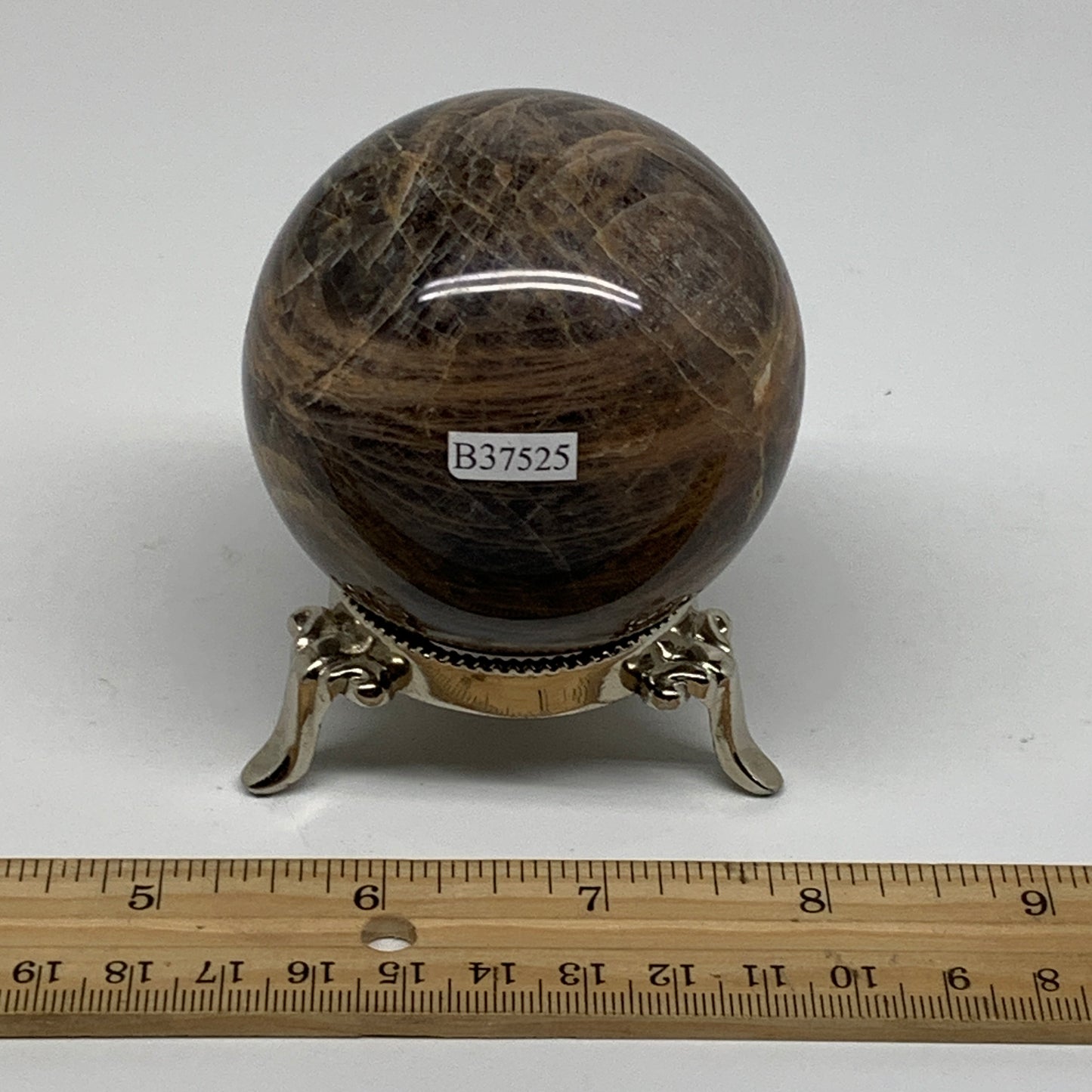 0.83 lbs, 2.6"(65mm), Black Moonstone Sphere Ball Gemstone Polished, B37525