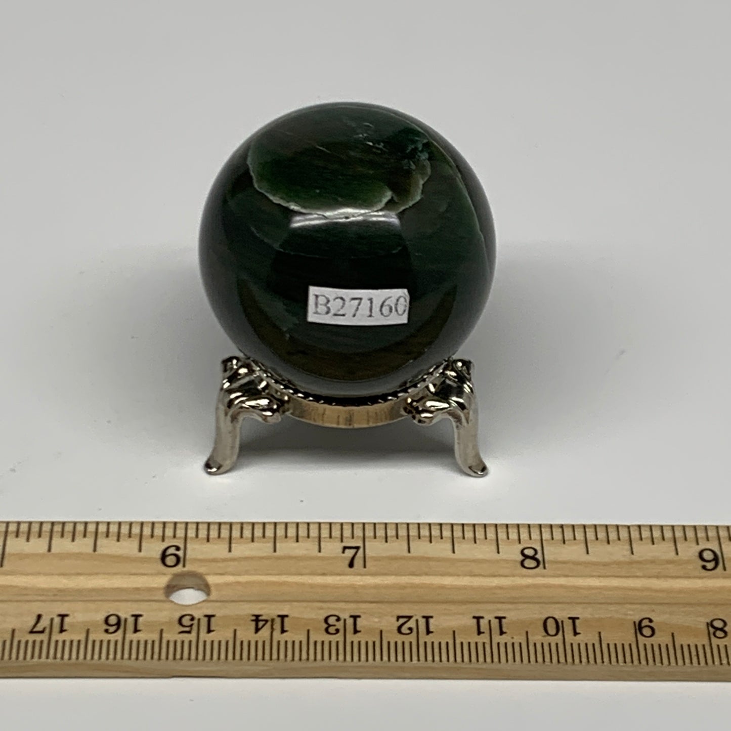107.1g, 1.6"(41mm) Green Zade Stone Sphere Gemstone,Healing Crystal, B27160