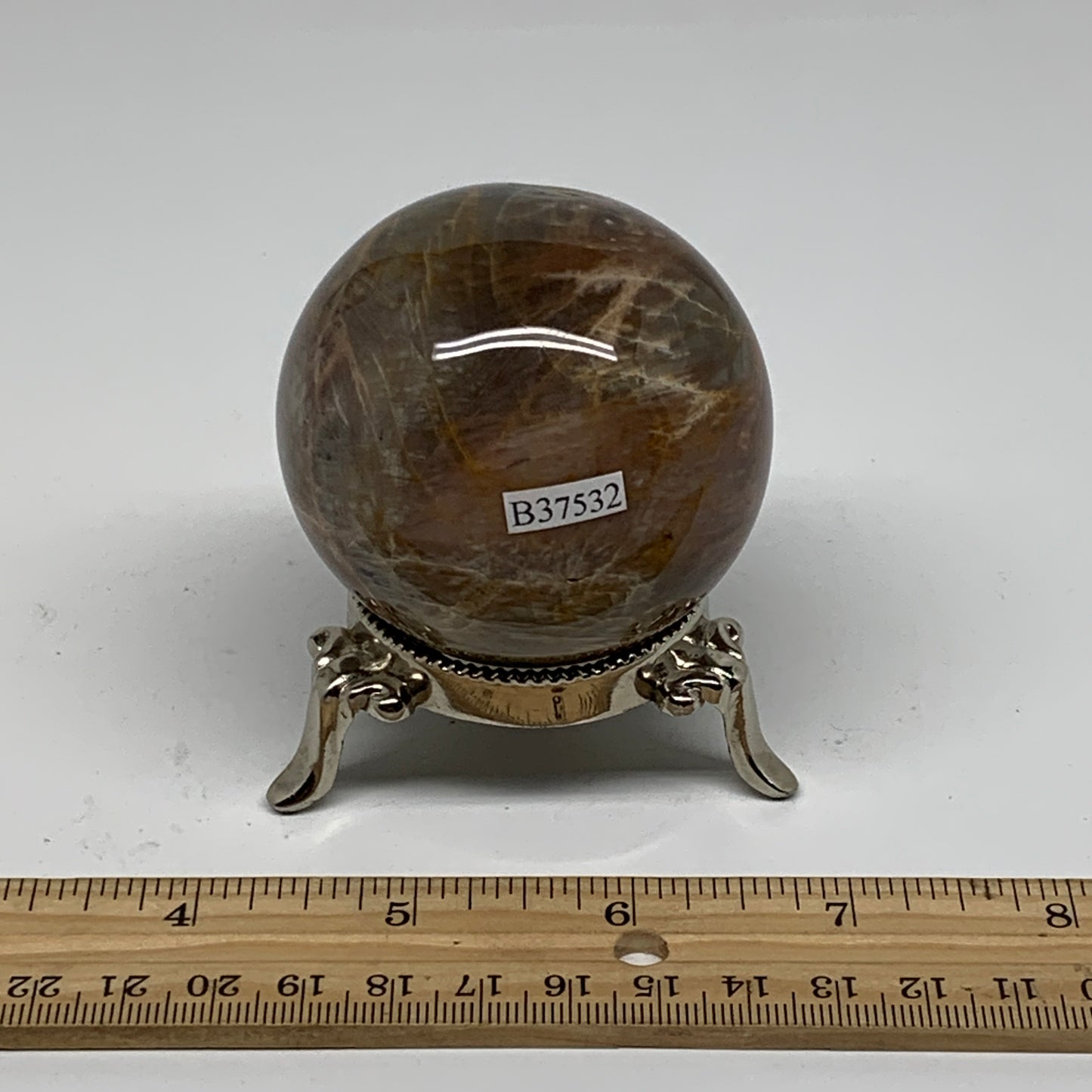 0.59 lbs, 2.3"(59mm), Black Moonstone Sphere Ball Gemstone Polished, B37532