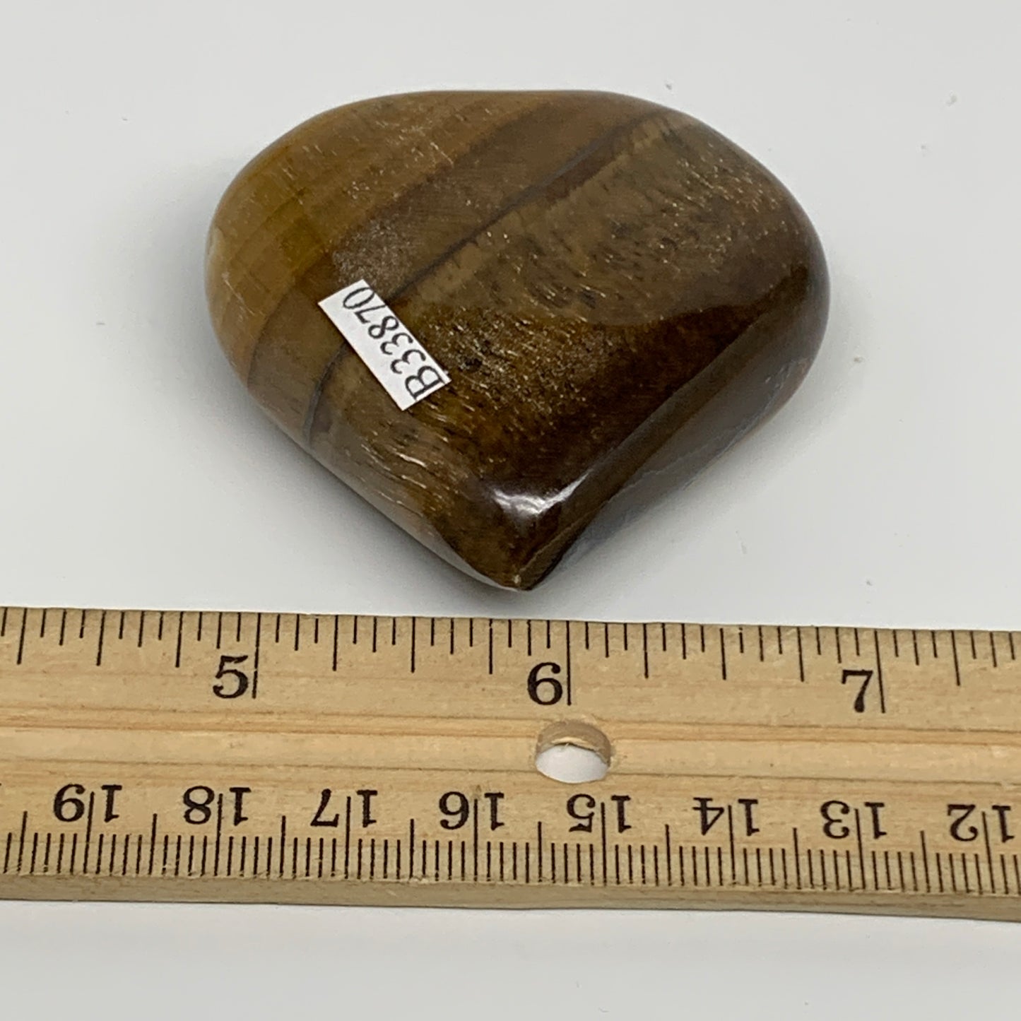 82.8g, 2.2"x2.2"x0.7", Tiger's Eye Heart Polished Healing Crystal @India, B33870