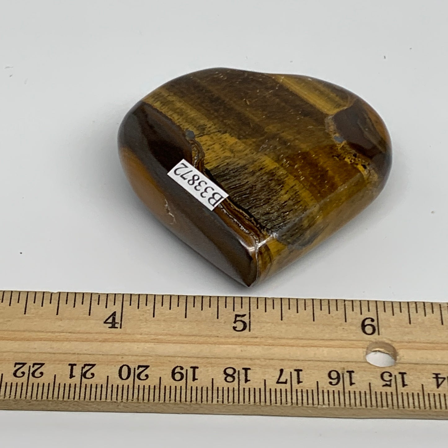 101.4g, 2.1"x2.3"x0.8", Tiger's Eye Heart Polished Healing Crystal @India, B3387