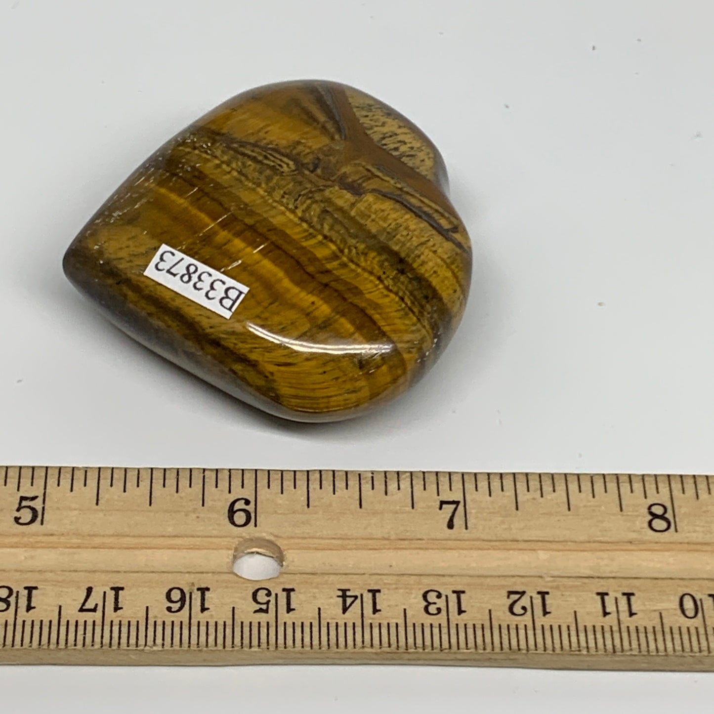 82.8g, 2"x2.1"x0.8", Tiger's Eye Heart Polished Healing Crystal @India, B33873