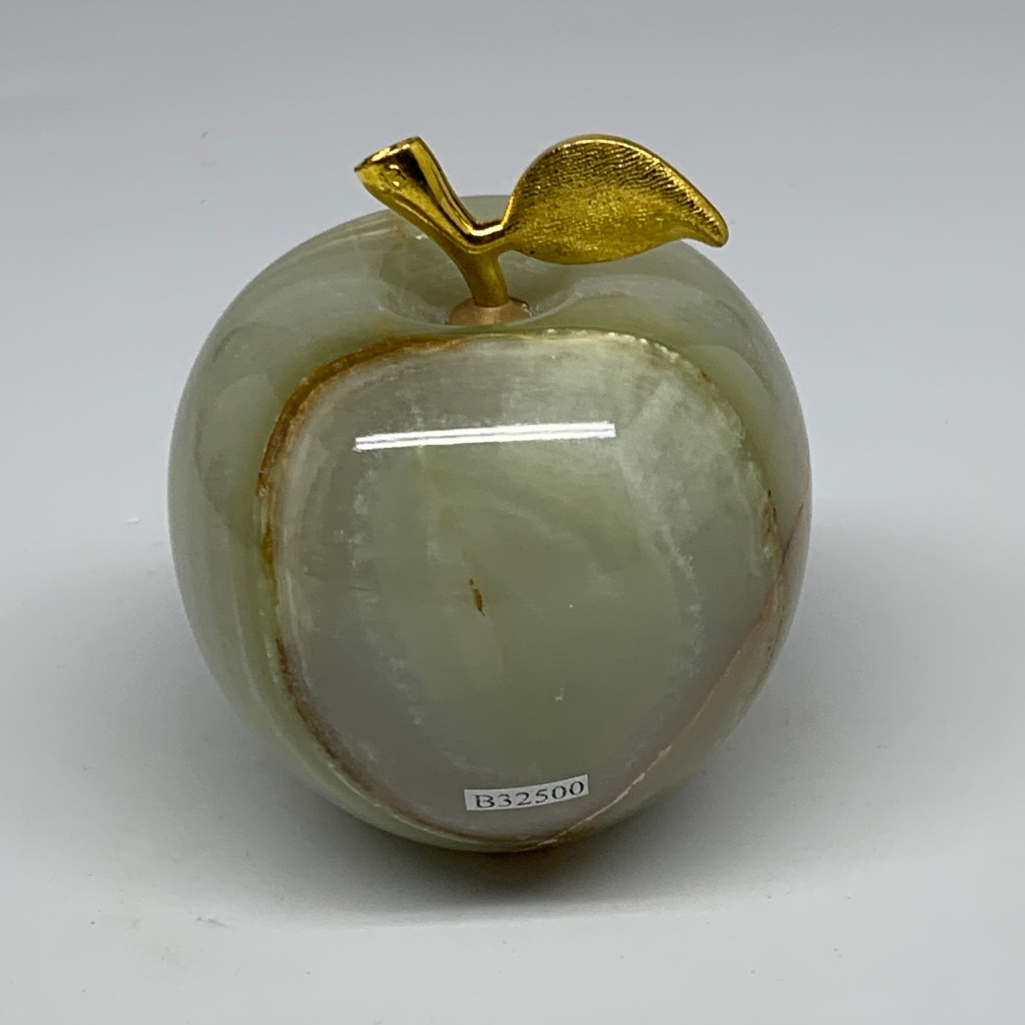 587g, 2.7"x2.9" Natural Green Onyx Apple Gemstone @Afghanistan, B32500