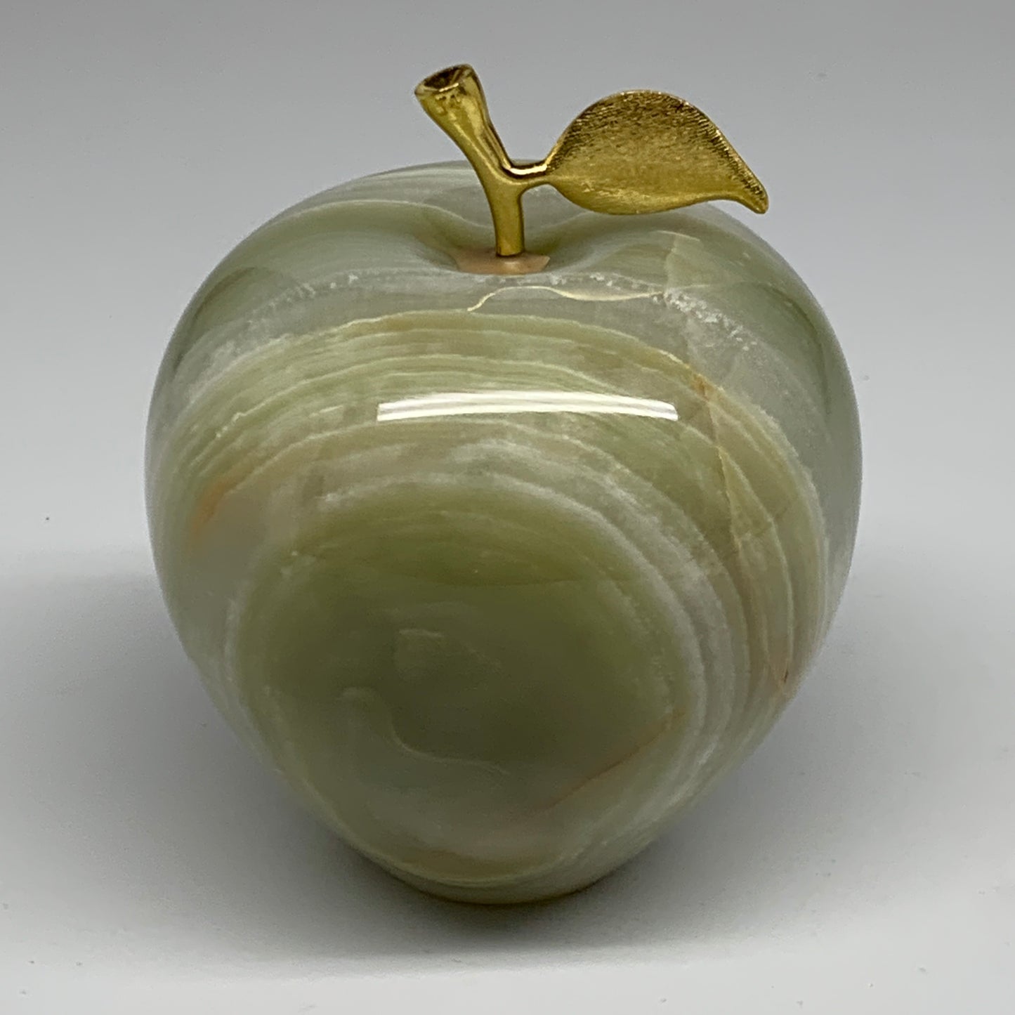 3.4 lbs, 3.9"x4" Natural Green Onyx Apple Gemstone @Afghanistan, B32515