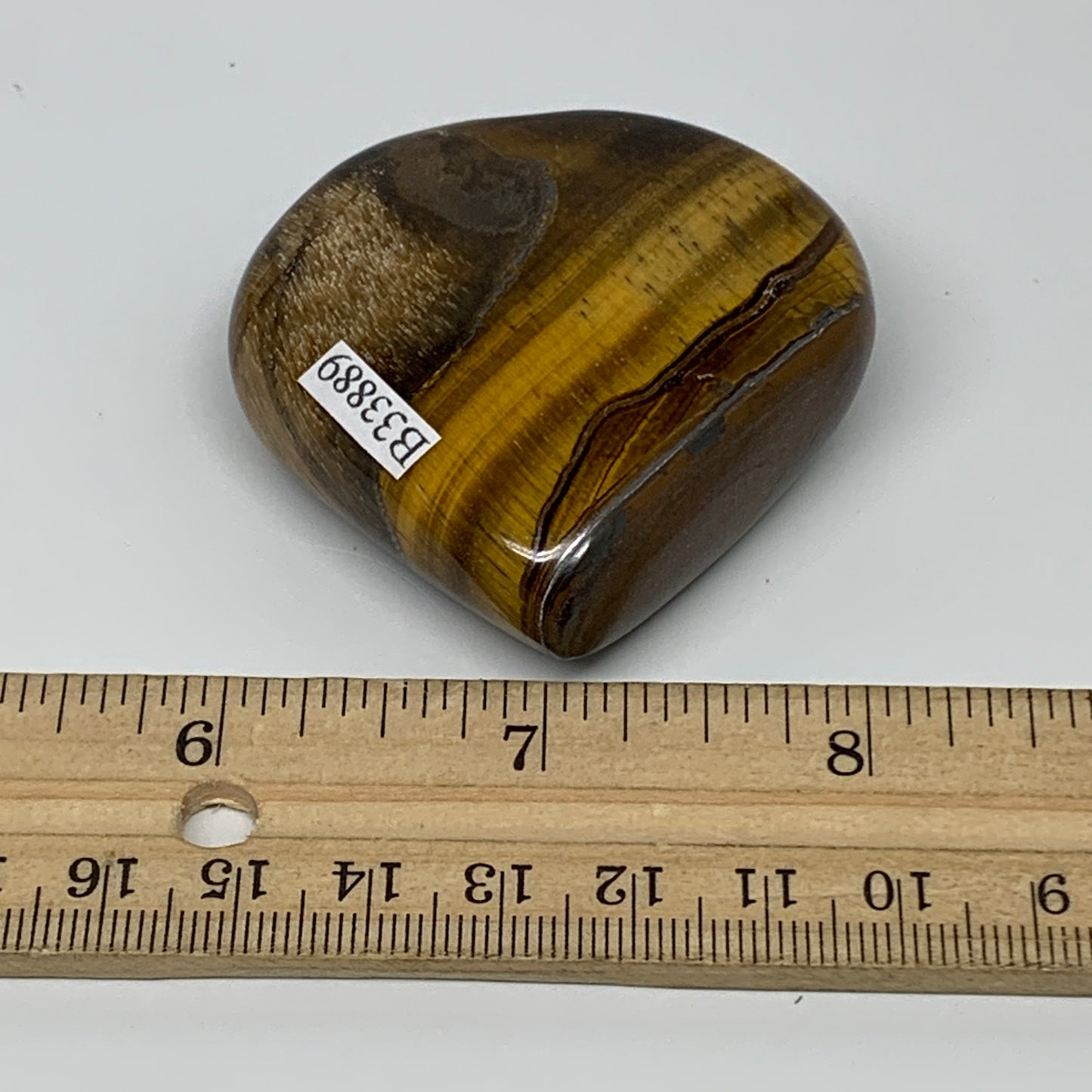 81g, 2.1"x2.1"x0.7", Tiger's Eye Heart Polished Healing Crystal @India, B33889