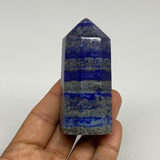 185.9g, 3"x1.3", Natural Lapis Lazuli Tower Point Obelisk Afghanistan,B30361