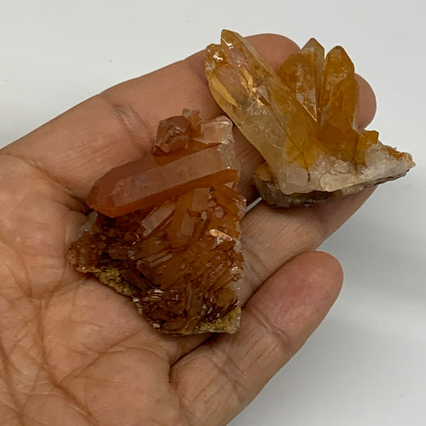 59.5g, 2.3"-1.7", 2pcs, Orange Quartz Cluster Crystal Terminated @Brazil, B28889