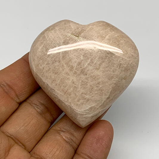 80.1g, 2"x2.1"x0.9", Peach Moonstone Heart Crystal Polished Gemstone, B28105