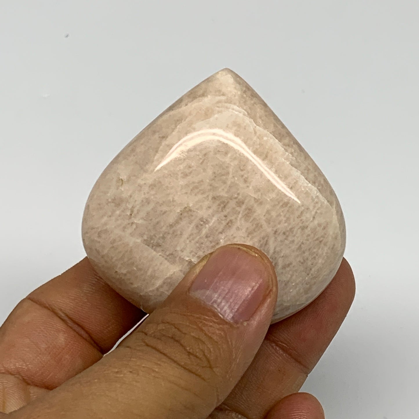 80.1g, 2"x2.1"x0.9", Peach Moonstone Heart Crystal Polished Gemstone, B28105