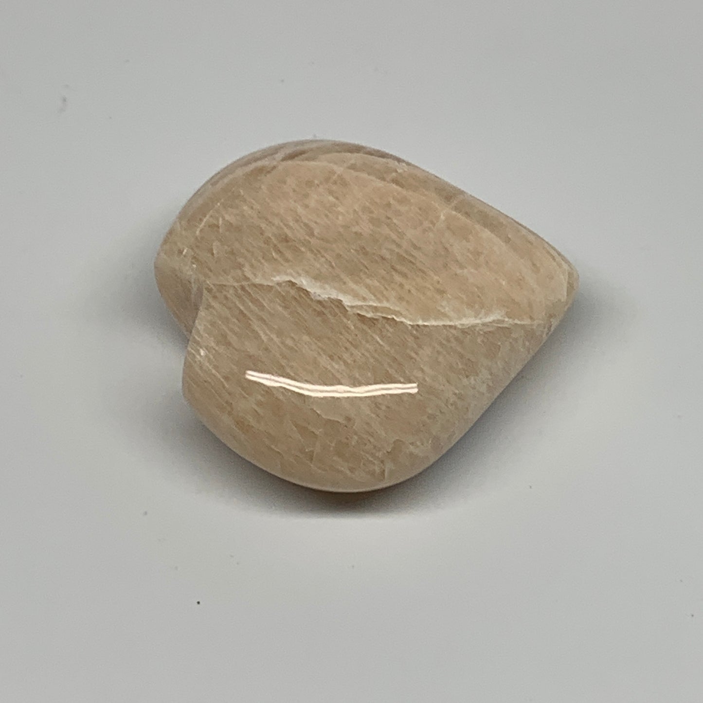 84.4g, 2.1"x2.2"x0.9", Peach Moonstone Heart Crystal Polished Gemstone, B28108
