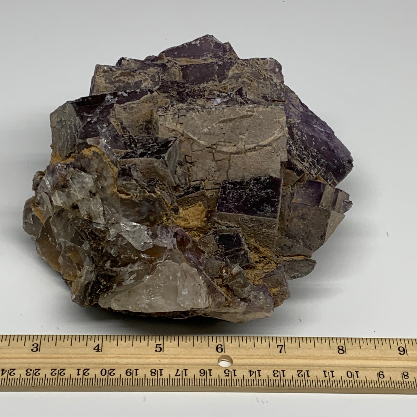 4.26 lbs, 6"x5.5"x3.2", Purple Fluorite Crystal Mineral Specimens @Pakistan, B27