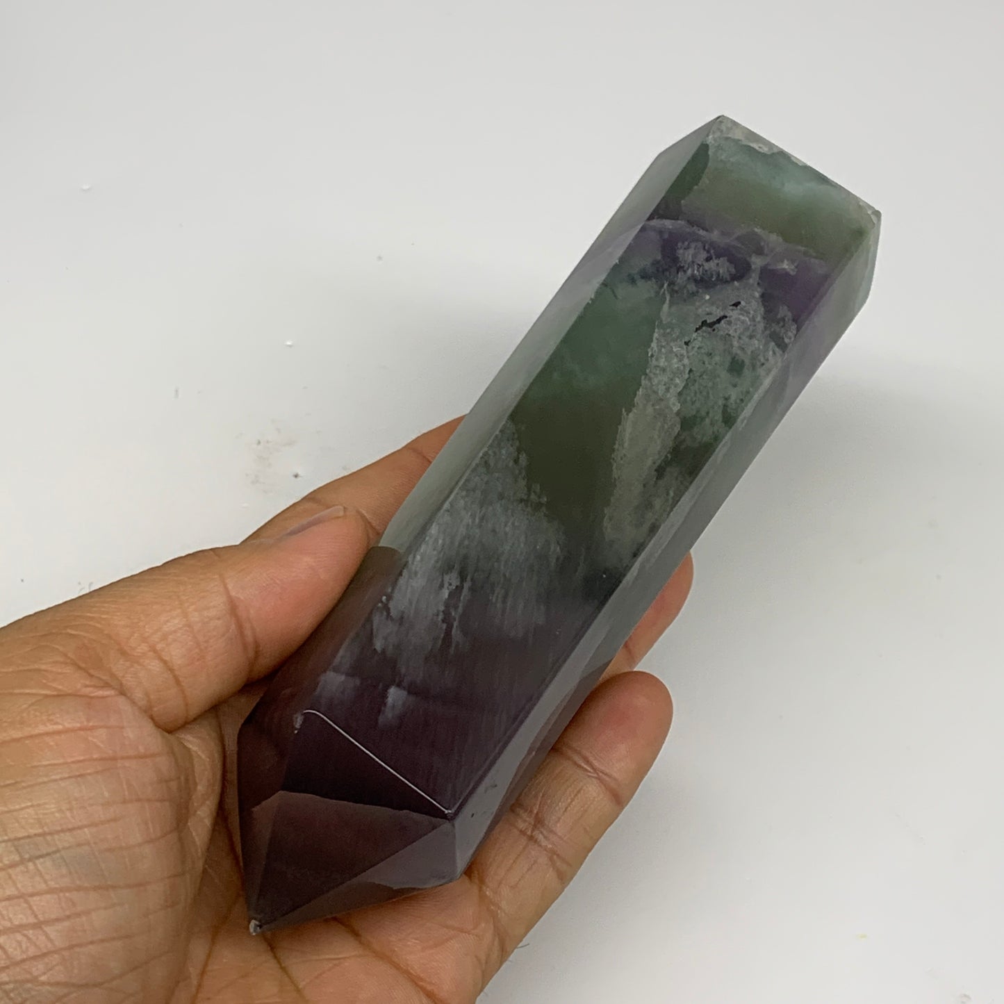 1.12 lbs, 6"x1.6"x1.4" Natural Fluorite Tower Obelisk Point Crystal, B29673