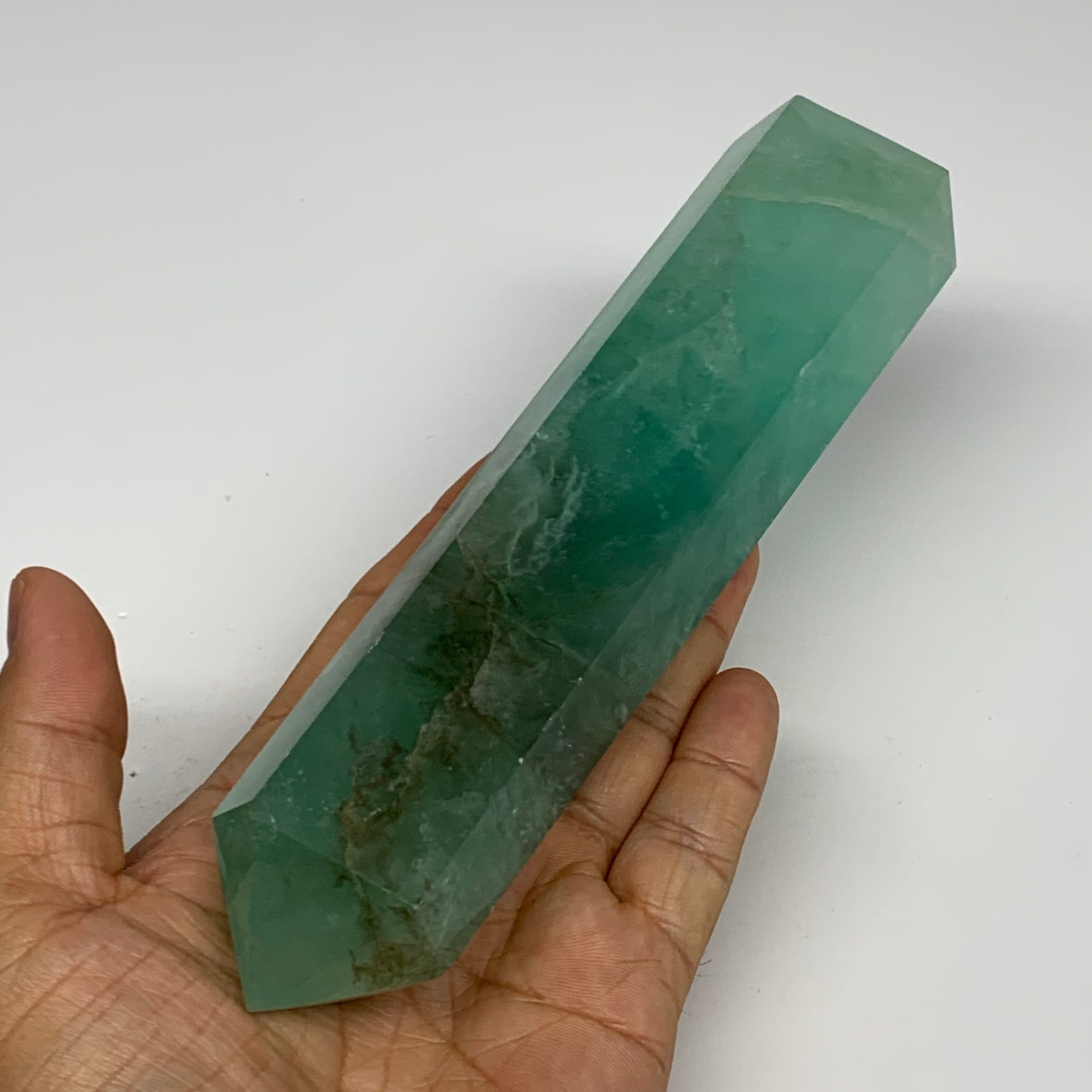 1.14 lbs, 6.9"x1.5"x1.3" Natural Fluorite Tower Obelisk Point Crystal, B29674