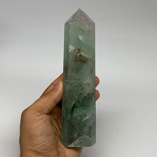 1.06 lbs,  6.5"x1.5"x1.3" Natural Fluorite Tower Obelisk Point Crystal, B29676