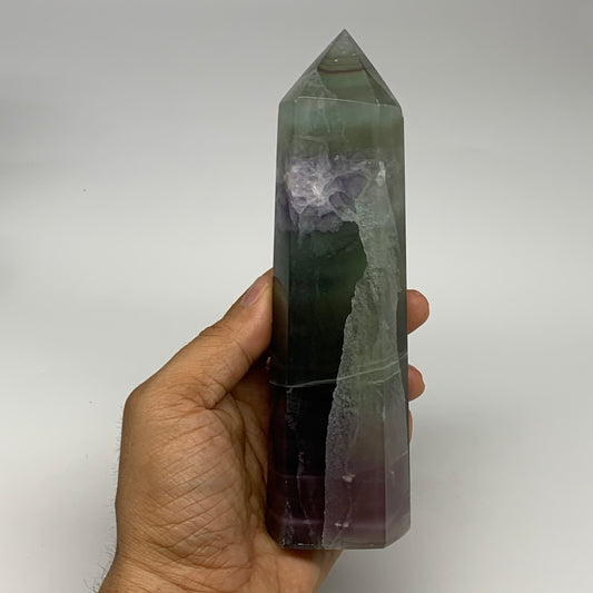 1.39 lbs,  6.6"x1.7"x1.6" Natural Fluorite Tower Obelisk Point Crystal, B29680