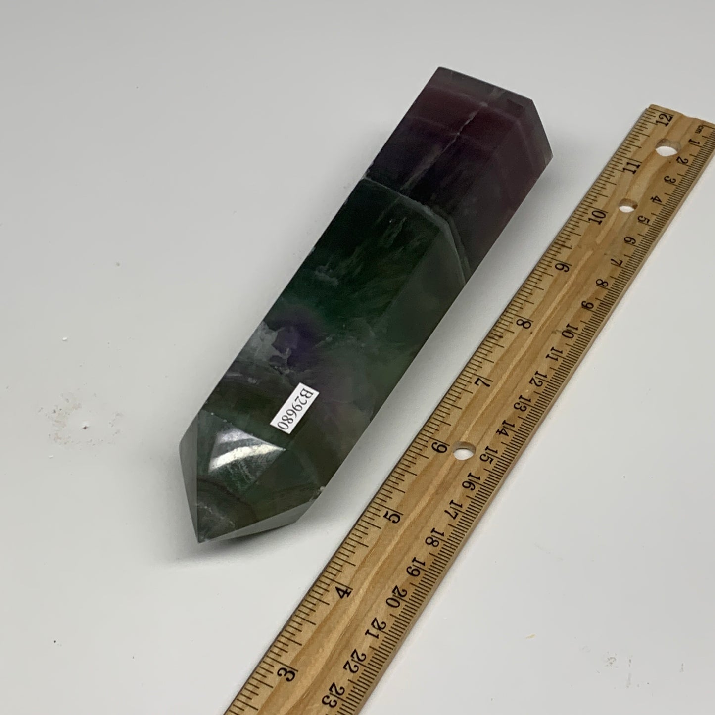 1.39 lbs, 6.6"x1.7"x1.6" Natural Fluorite Tower Obelisk Point Crystal, B29680
