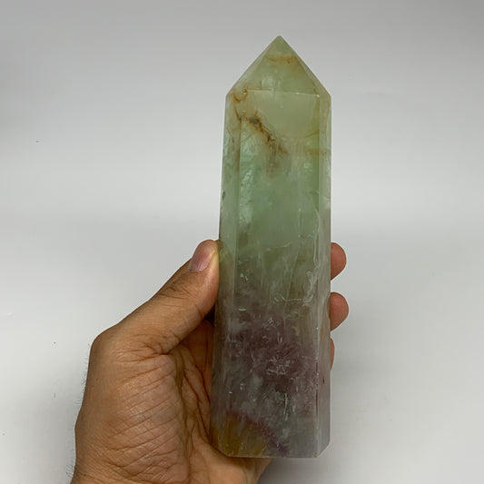 1.39 lbs,  6.3"x1.8"x1.5" Natural Fluorite Tower Obelisk Point Crystal, B29682