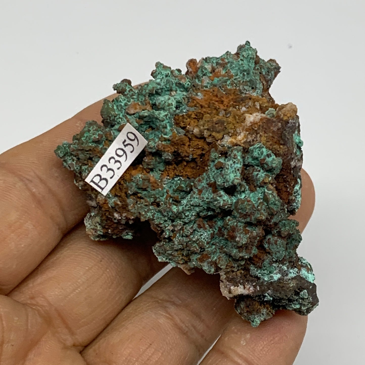 72.1g, 1.8"x2.2"x1.4", Malachite on Native Copper Mineral Specimens, B33959