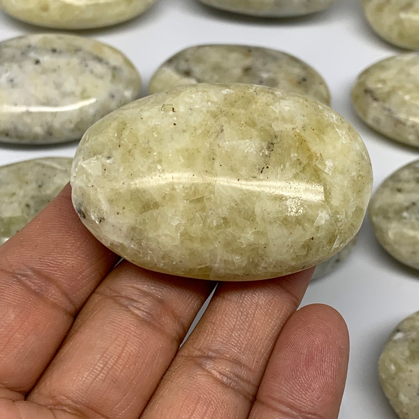 2.2 Lbs, 1.9"-2.4", 14pcs, Yellow Calcite Palm-Stone Crystal Polished, B17777