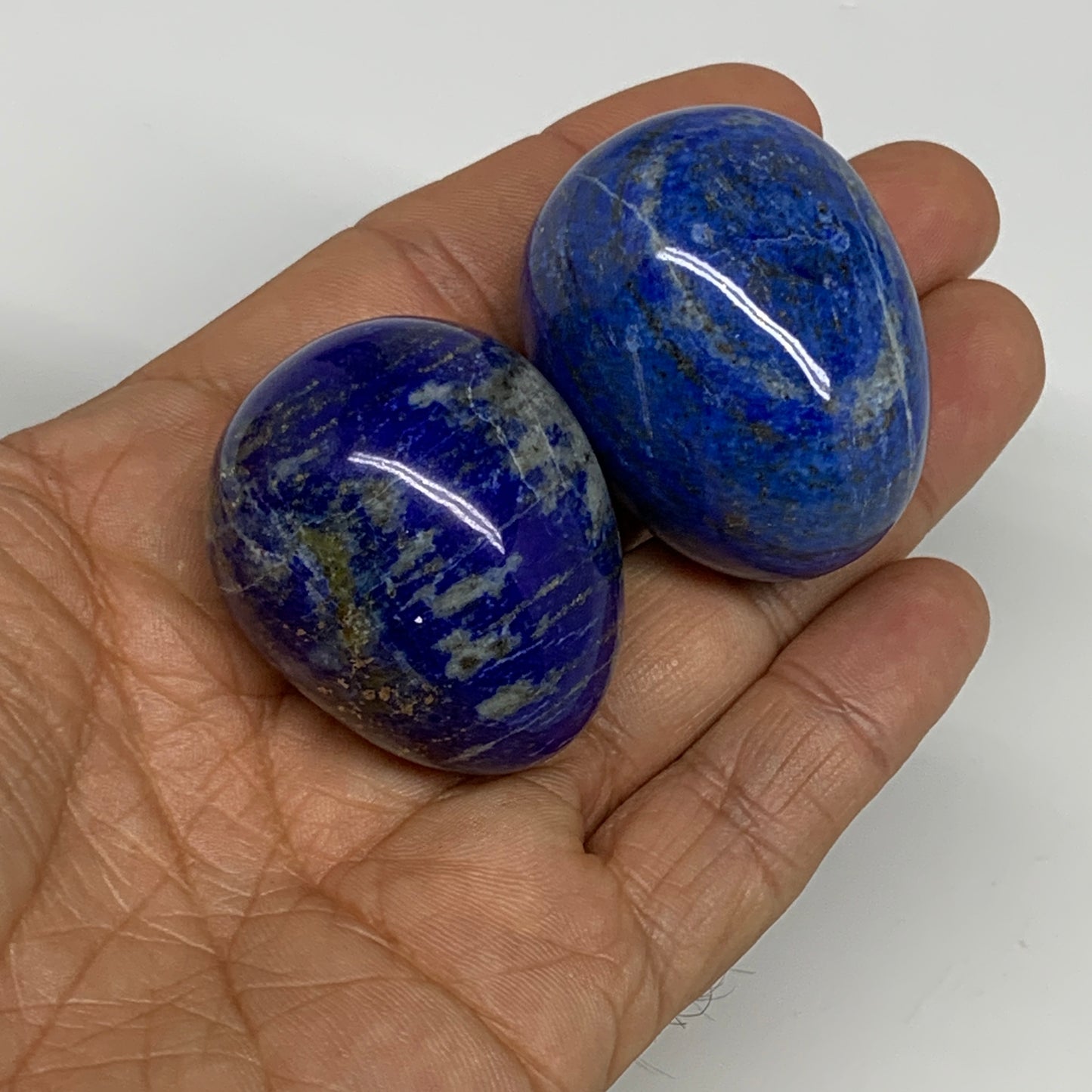 134.9g, 1.5"-1.6", 2pcs, Natural Lapis Lazuli Egg Polished @Afghanistan, B30424