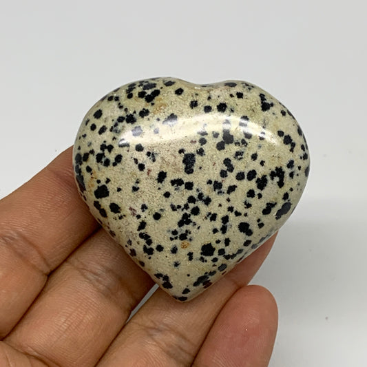 69g,1.8"x2"x0.9" Dalmatian Jasper Heart Polished Healing Home Decor, B29709