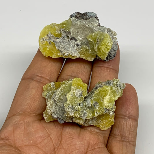 40.5g, 1.7"-1.8", 2pcs, Rough Brucite Crystal Mineral Specimens @Pakistan, B2738